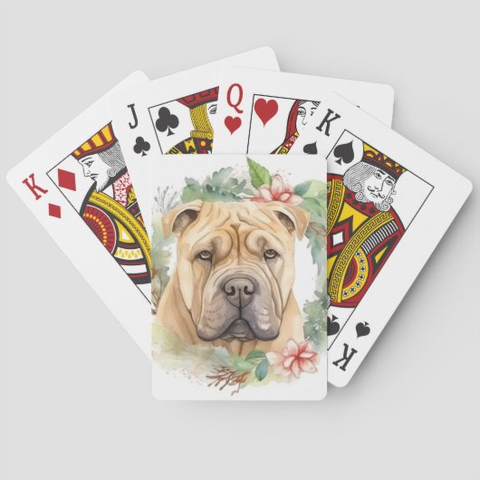 Jeu De Cartes Shar Pei Christmas Wreath Festive Pup (dos)