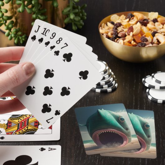 Jeu De Cartes Shark sculpture on the beach (In Situ)