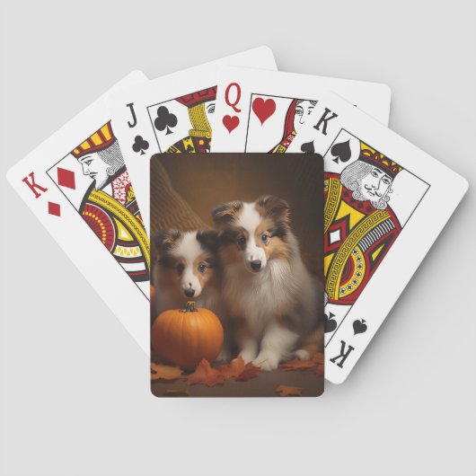 Jeu De Cartes Shetland Sheepdog Chiot Chiot Automne Citrouille d (dos)