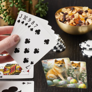Jeu De Cartes Shiba Inu avec œufs de Pâques de vacances