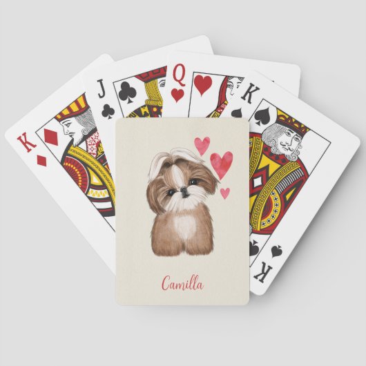 Jeu De Cartes Shih Tzu Chien Nom Personnalisé De L'Animal (dos)