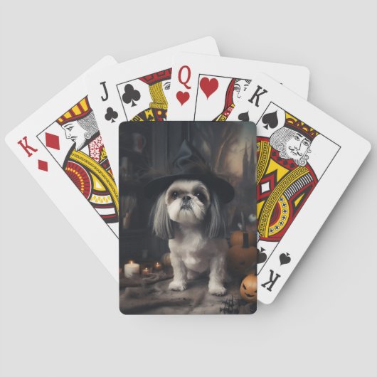 Jeu De Cartes Shih Tzu Citrouilles Halloween effrayant (dos)