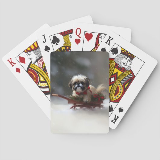 Jeu De Cartes Shih Tzu hiver neige de Noël (dos)