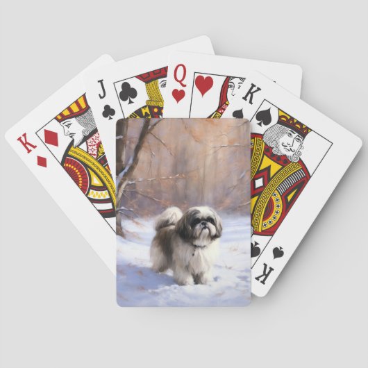 Jeu De Cartes Shih Tzu Laisse Neige Noël (dos)