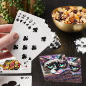 Jeu De Cartes Siamese Kitty Chat Crocus Floral Violet Turquoise (In Situ)