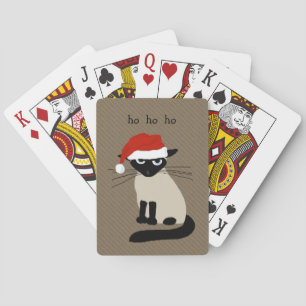 Jeu De Cartes Siamese Santa Funny Christmas Holiday Cat Custom