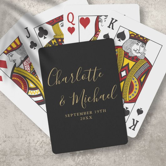 Jeu De Cartes Signature Script noir et or