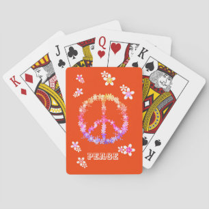 Jeu De Cartes Signe de paix avec fleurs colorées, Cas personnali