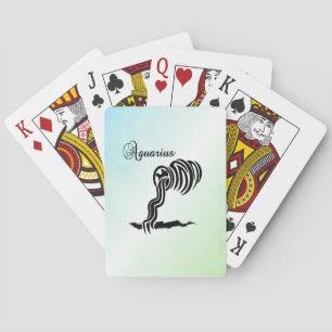 Jeu De Cartes Signe du zodiaque Verseau et symbole bleu vert