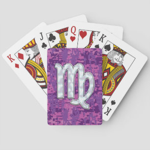 Jeu De Cartes Signe du zodiaque Vierge Camouflage numérique rose