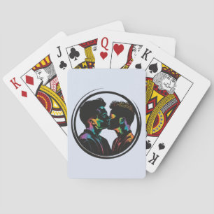 Jeu De Cartes Silhouette colorée de mignon gai-couple