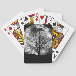 Jeu De Cartes Silhouette d'arbre devant une Pleine lune