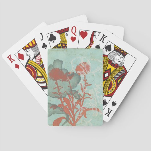 Jeu De Cartes Silhouette de Fleurs rouges sur Arrière - plan Tur (dos)