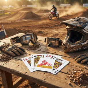 Jeu De Cartes Silhouette de motard de motocross rouge
