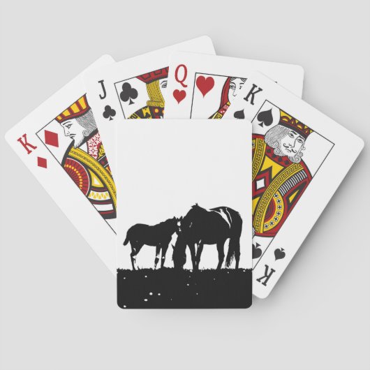 Jeu De Cartes Silhouette des chevaux noirs et blancs (dos)