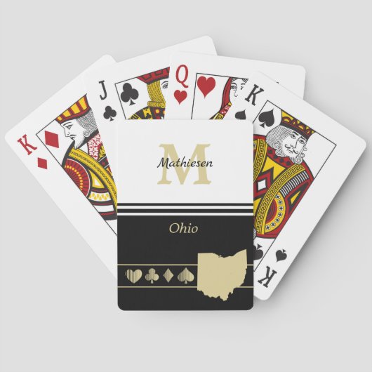 Jeu De Cartes Silhouette en or Monogramme Ohio (dos)
