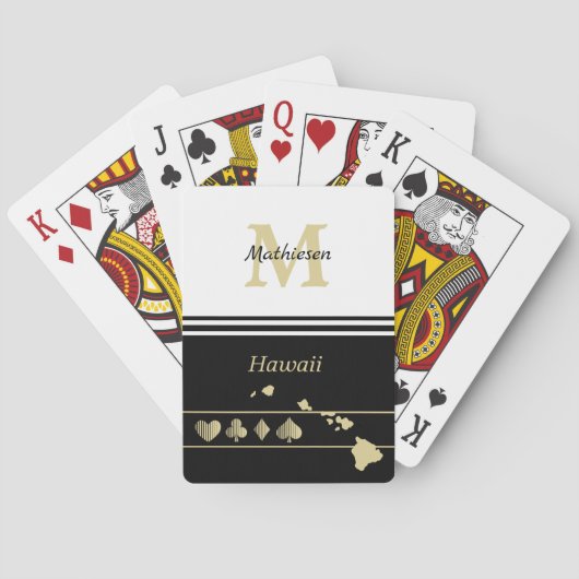 Jeu De Cartes Silhouette Or Monogramme Hawaii (dos)