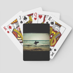 Jeu De Cartes Silhouette Surfer de style vintage