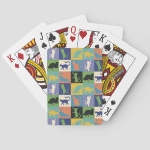 Jeu De Cartes Silhouettes de chats colorés cool en Carré de cour