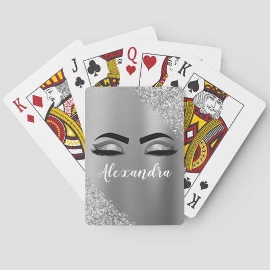 Jeu De Cartes Silver Glitter Sparkle Eyelashes Monogram (dos)