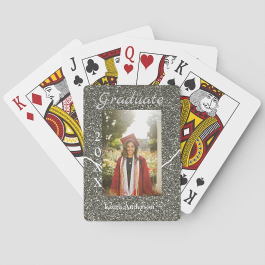 Jeu De Cartes Silverglitter photo graduation ajouter nom classe  (dos)