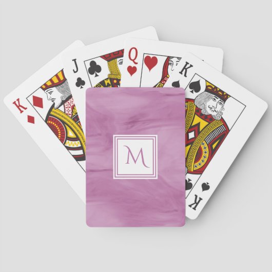 Jeu De Cartes Simple clair violet subtil marbre moderne Monogram (dos)