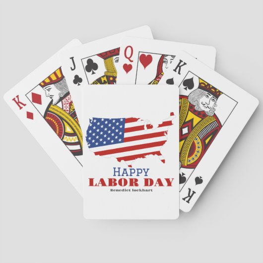 Jeu De Cartes Simple Elegant Labor Day avec drapeau américain (dos)