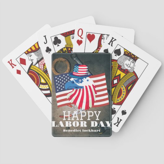 Jeu De Cartes Simple Elegant Labor Day avec drapeau américain (dos)