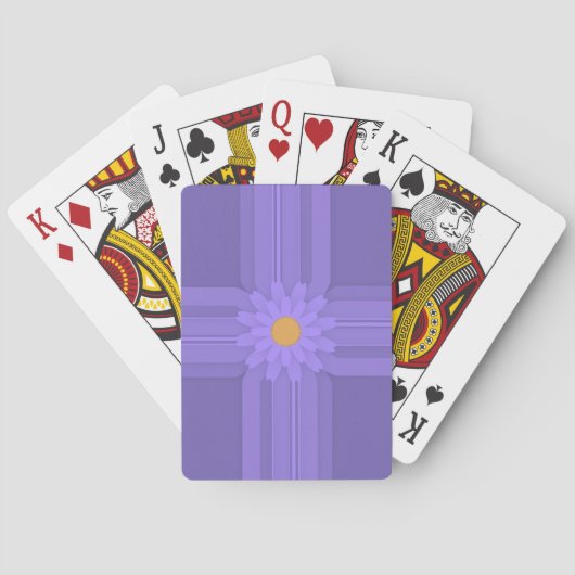 Jeu De Cartes Simple Fleur Violette sur Croix Moderne (dos)