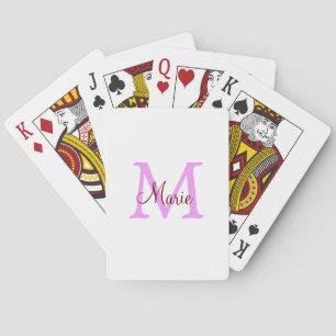 Jeu De Cartes simple minimal ajouter nom monogramme rose rouge