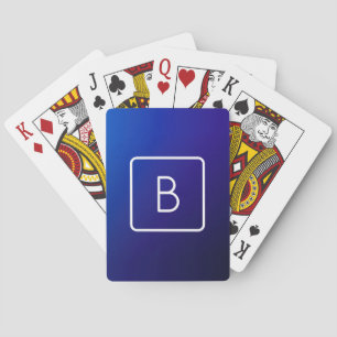 Jeu De Cartes Simple Moderne Dégradé de Bleu Foncé & Monogramme