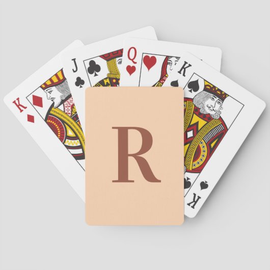 Jeu De Cartes Simple moderne Monogramme Beige Brown (dos)