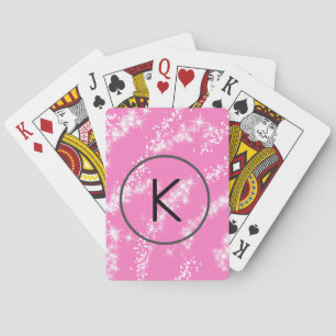 Jeu De Cartes simple monogramme blanc minimaliste paillettes ros