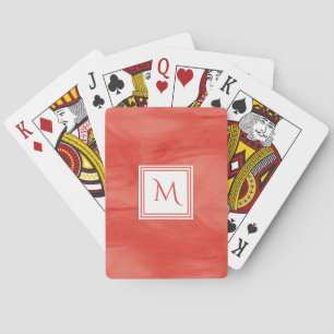 Jeu De Cartes Simple rouge orange subtil marbre moderne Monogram