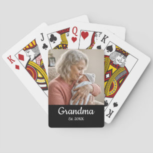 Jeu De Cartes Simple Script Grand-mère Établie.Photo Année Noir