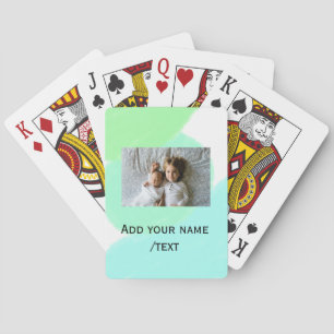Jeu De Cartes simple vert bleu aquarelle ajouter photo texte per