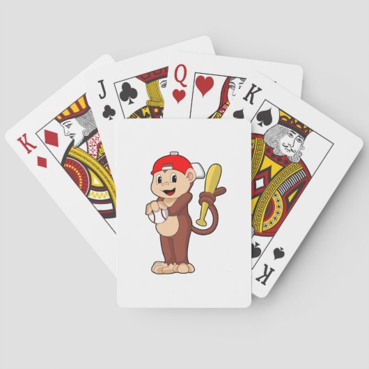 Jeu De Cartes Singe au baseball avec batte de baseball (dos)