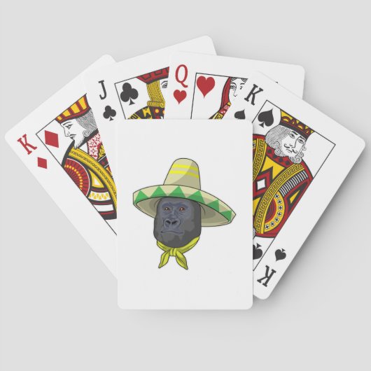 Jeu De Cartes Singe avec casquette de paille (dos)