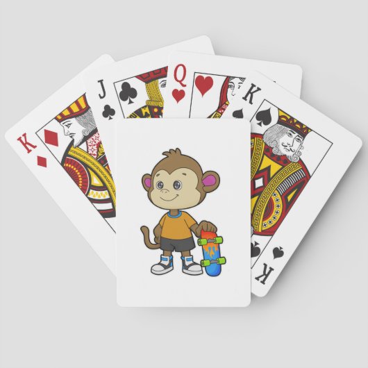 Jeu De Cartes Singe comme patineur avec skateboard (dos)