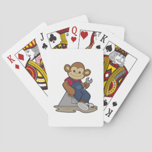 Jeu De Cartes Singe en mécanicien avec clé