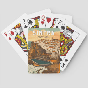 Jeu De Cartes Sintra Portugal Illustration Voyage Art Vintage