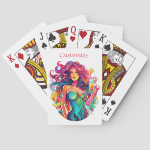 Jeu De Cartes Sirène Arc-En-Ciel Avec Cocktail