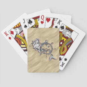 Jeu De Cartes Sirène d'argent dans la scène de sable