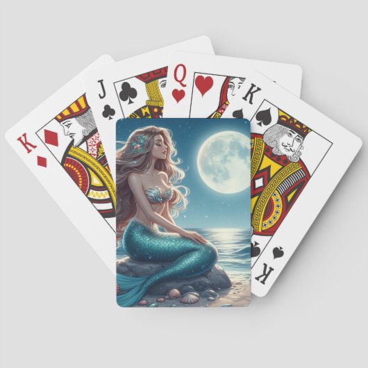 Jeu De Cartes Sirène sur la plage la nuit (dos)