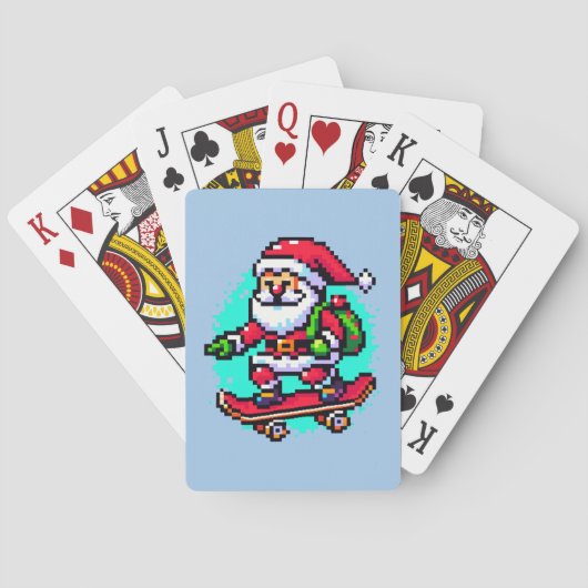 Jeu De Cartes Skateboard Père Noël - Fun Pixel Art Holiday Desig (dos)