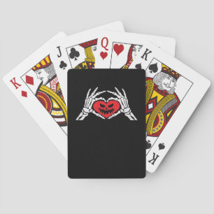 Jeu De Cartes Skeleton Met Un Coeur Halloween Éffrayant