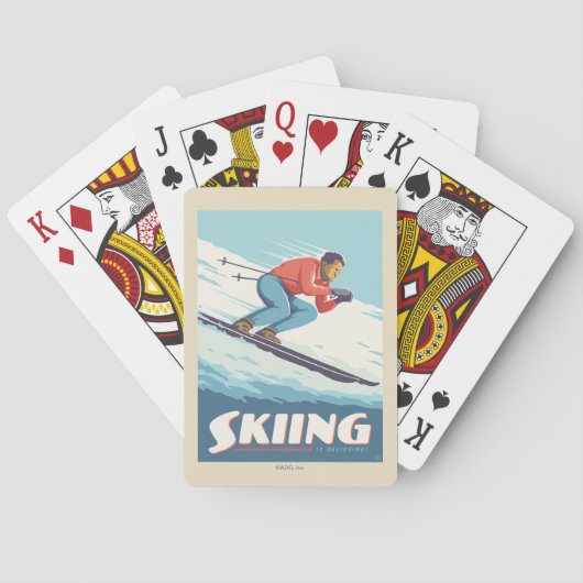 Jeu De Cartes Ski est croire Retro Print (dos)