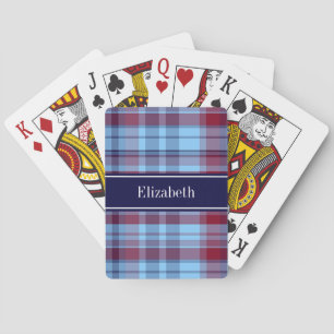 Jeu De Cartes Sky Blue Navy Bourgogne Preppy Madras N Monogram