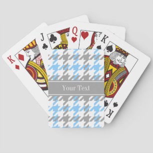 Jeu De Cartes Sky Blue White Dk Grey Houndstooth Nom Monogramme