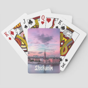 Jeu De Cartes Skyline nocturne de la capitale suédoise, Stockhol